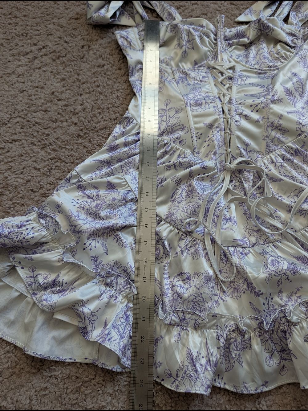 Sugar Thrillz Womens Lavender Purple White Holding Court Mini Dress Size Large - Picture 13 of 14